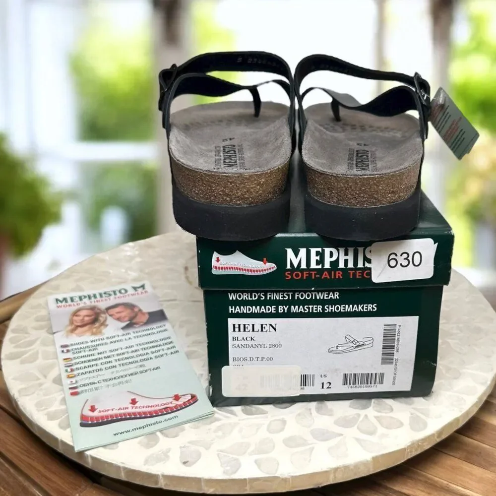 Mephisto Helen Air Soft Supportive Leather Toe Loop Sandal Slide Women 12 EU 42
